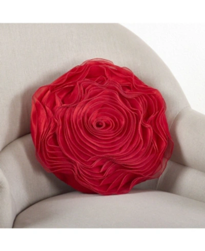 Saro Lifestyle Rose Decorative Pillow, 16" Round In Red