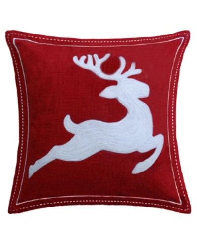 Chicos Home Reindeer Decorative Pillow, 20" X 20" In Red