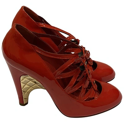 Pre-owned Chanel Patent Leather Heels In Red