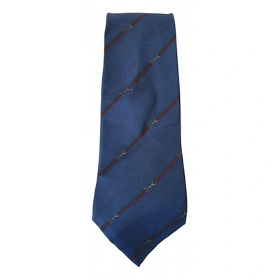 Pre-owned Lanvin Silk Tie In Blue