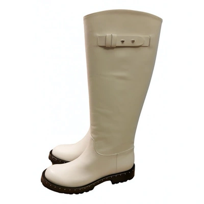 Pre-owned Ermanno Scervino Leather Riding Boots In White