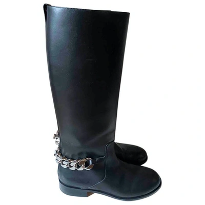 Pre-owned Givenchy Leather Riding Boots In Black