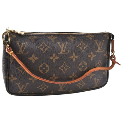 Pre-owned Louis Vuitton Pochette Accessoire Brown Cloth Clutch Bag