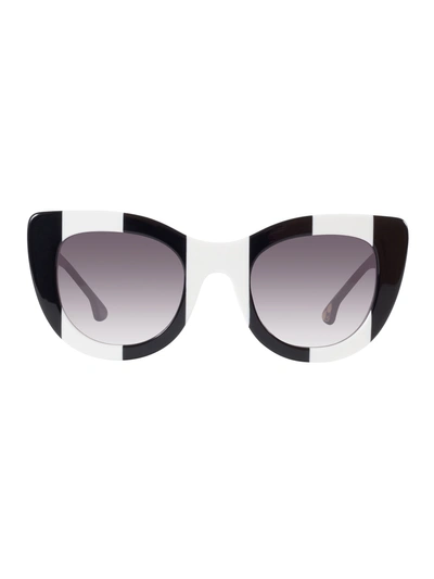 Alice And Olivia Delancey Sunglasses - Black/white Stripe
