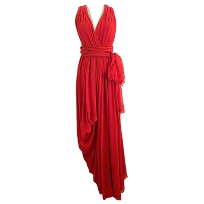 Pre-owned Saint Laurent Silk Maxi Dress In Red