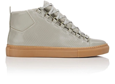 Balenciaga Carbon-effect Arena High-top Sneakers In Olive