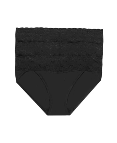 Natori Bliss Perfection Lace Waist Bikini Underwear 3-pack 756092mp In Black