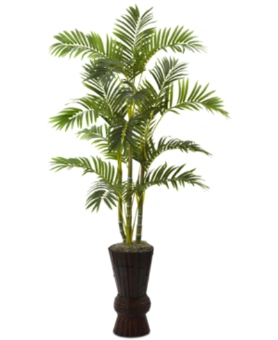 Nearly Natural 62" Areca Palm Tree With Decorative Planter In Green