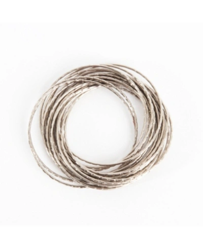 Saro Lifestyle Metallic Bronze Metal Bangled Napkin Ring, Set Of 4 In Silver