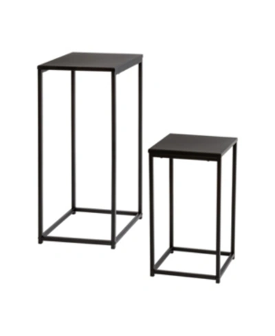 Honey Can Do Set Of 2 Square Black Side Tables