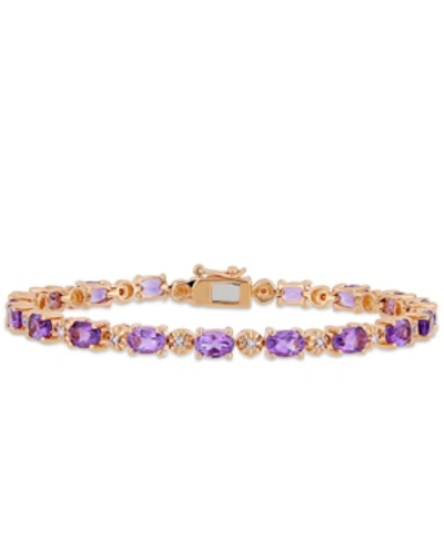 Macy's Amethyst (7-1/5 Ct.t.w.) With Diamond Accent Tennis Bracelet In 18k Rose Gold Over Sterling Silver