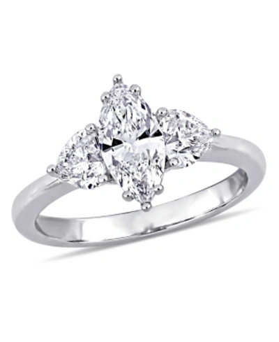 Macy's Marquise And Heart Certified Diamond (1 3/4 Ct. T.w.) 3 Stone Engagement Ring In 18k White Gold