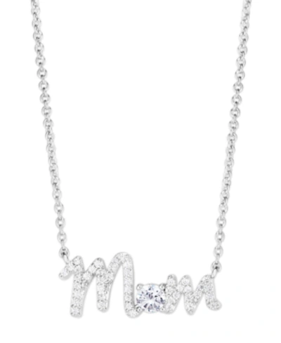 Macy's Birthstone Mom Necklace In Silver Plate In April,clear