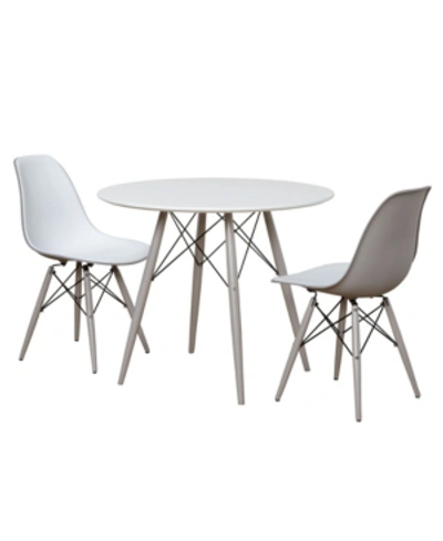 Buylateral Mid-century Elba 3 Piece Dining Set In White