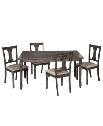 Buylateral 5 Piece Burntwood Dining Set In Gray