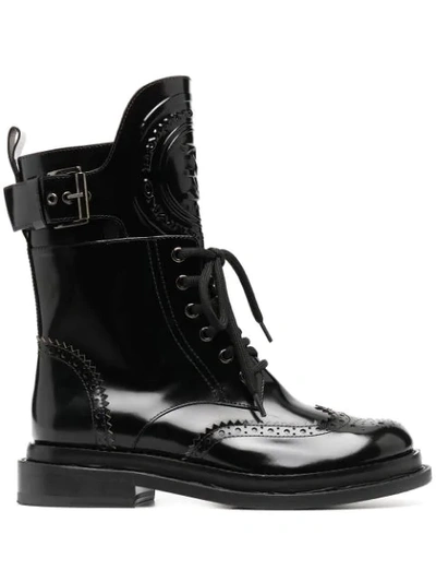 Ermanno Scervino Lace-up Combat Boots In Black