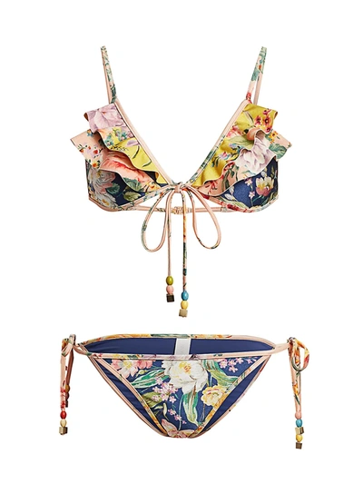 Zimmermann Women's Zinna 2-piece Floral Triangle Bikini Set