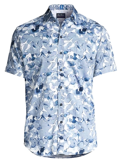 Robert Graham Men's Teasdale Floral Leaf Short-sleeve Shirt In Blue