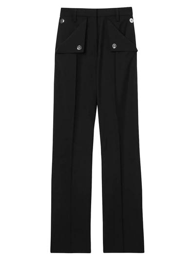 Burberry Zohra Button Pocket Wool & Mohair Pants In Black