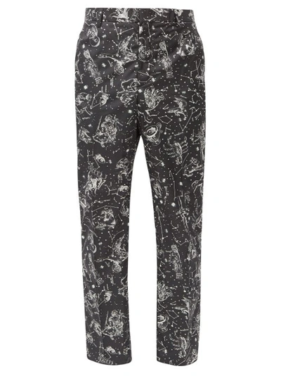 Valentino Constellation Graphic Cropped Trousers In Black