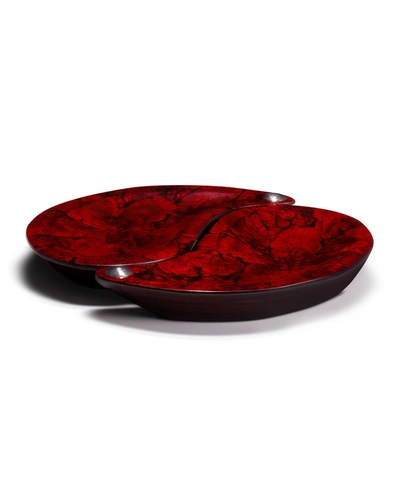 Ladorada Yin & Yang 2-piece Mother-of-pearl Platter Set In Red