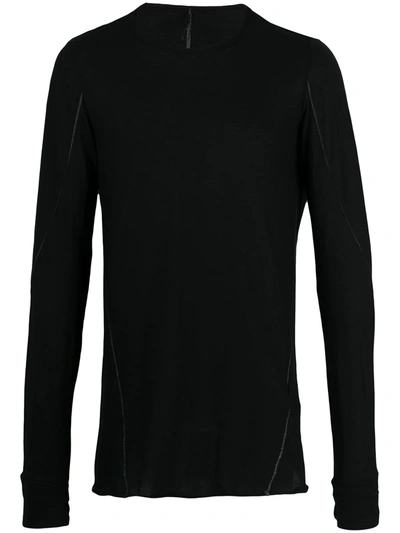 Masnada Long Sleeved Contrast Stitch T-shirt In Black