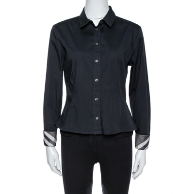 Pre-owned Burberry Brit Black Stretch Cotton Long Sleeve Shirt M