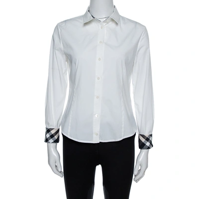 Pre-owned Burberry Brit White Stretch Cotton Long Sleeve Shirt M