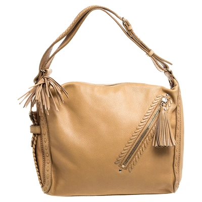 Pre-owned Jimmy Choo Beige Leather Lily Tassel Hobo