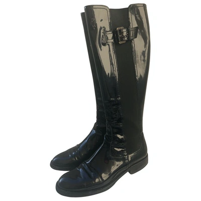 Pre-owned Emporio Armani Black Patent Leather Boots