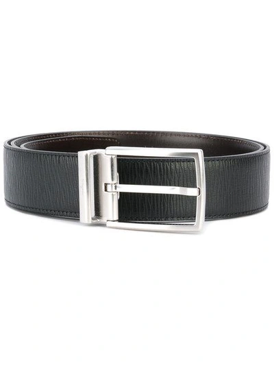 Ferragamo Double Adjustable Silver-tone Buckle Belt In Black