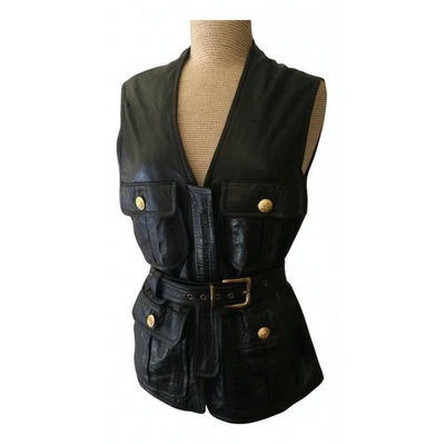 Pre-owned Sylvie Schimmel Leather Cardi Coat In Black