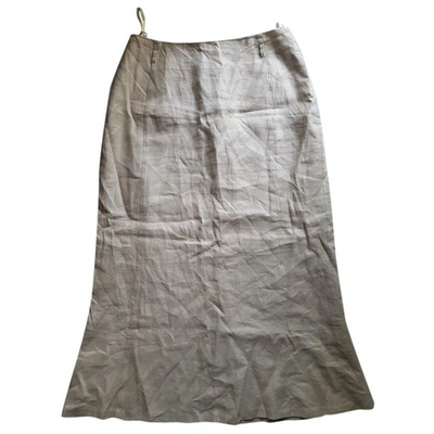 Pre-owned Burberry Linen Maxi Skirt In Beige
