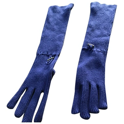 Pre-owned Brunello Cucinelli Blue Cashmere Gloves