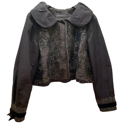 Pre-owned Philosophy Di Alberta Ferretti Tweed Short Vest In Black
