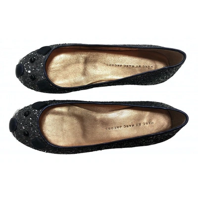 Pre-owned Marc By Marc Jacobs Black Glitter Ballet Flats