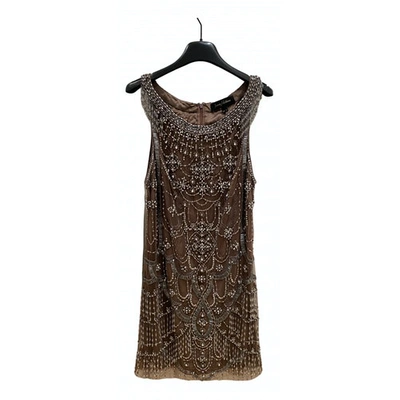 Pre-owned Jenny Packham Glitter Mini Dress In Brown