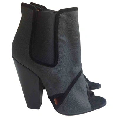 Pre-owned Givenchy Cloth Open Toe Boots In Grey
