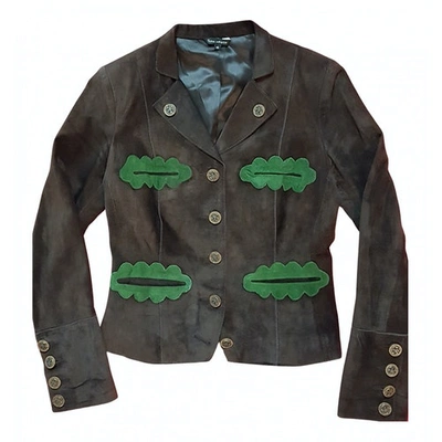 Pre-owned Tara Jarmon Leather Jacket In Brown