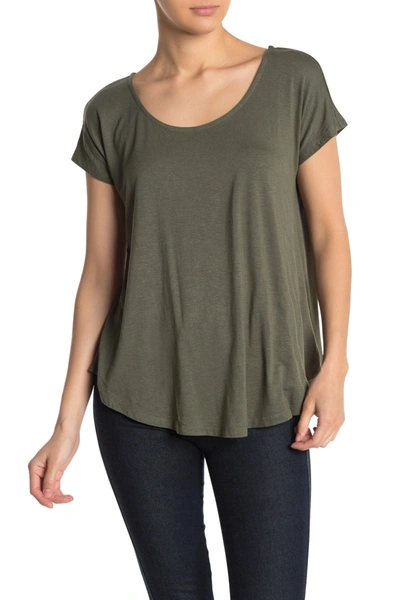 Bobeau Crossback Scoopneck T-shirt In Olive