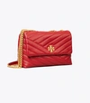 Tory Burch Kira Chevron Small Convertible Shoulder Bag In Redstone / Rolled Brass