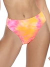 Pilyq Women's Abstract-print Bikini Bottom In Orange Pink Tie Dye
