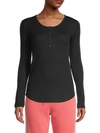 Splendid Contoured Henley T-shirt In Black