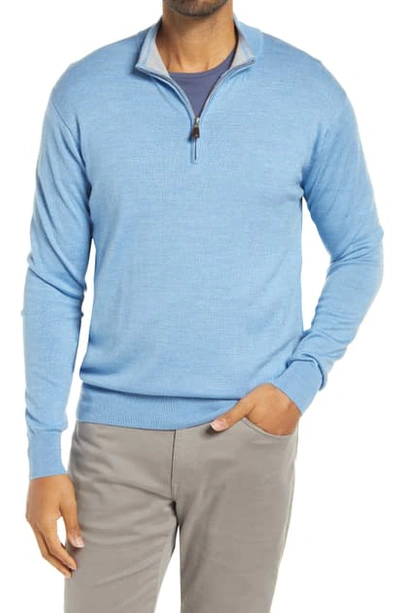 Peter Millar Crown Quarter Zip Sweater In Cottage Blue