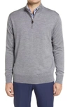 Peter Millar Crown Quarter Zip Sweater In British Grey