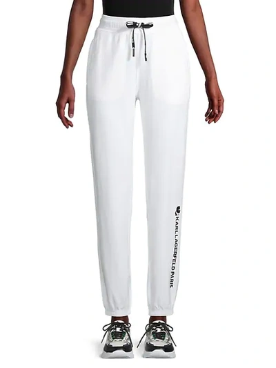 Karl Lagerfeld Logo Jogging Pants In White Black