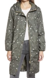 Joules Weybridge Polka Dot Packable Waterproof Raincoat In Khaki Star
