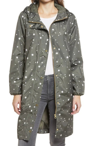 Joules Weybridge Polka Dot Packable Waterproof Raincoat In Khaki