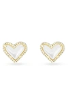 Kendra Scott Ari Heart Stud Earrings In Gold/ Ivory Mother Of Pearl