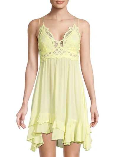 Free People Adella Lace Slip Dress In Daffodil